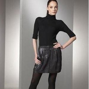 VINCE. Cocktail Skirt, SZ 6, Pleated, Black/Silver Metallic, Front Zip, Pockets